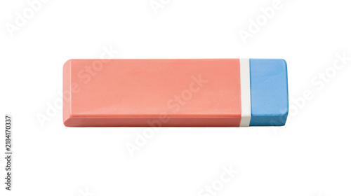 Obraz na płótnie Isolated pink and blue rubber eraser, classic stationery item for school and off