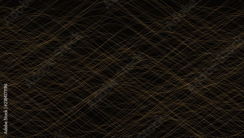 Konstfotografi Dark background, with a complex, web of thin, golden, wavy lines, that intersect