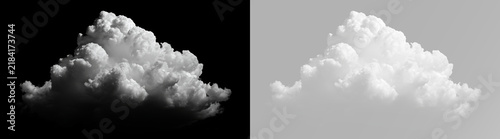 Фотография Realistic white cloud with dense fluffy vapor, soft billowing shape, bright clou