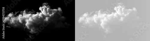 Canvas Print Realistic white cloud with dense fluffy vapor, soft billowing shape, bright clou