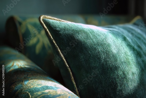 A high quality photo of a velvet cushion capturing