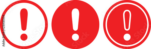 Exclamation mark alert icon set with warning, attention, and notification symbols in outline and solid styles