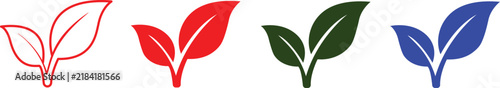 Four colored leaf symbols
