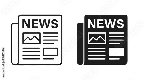 Vector illustration of newspaper icons set on a transparent background