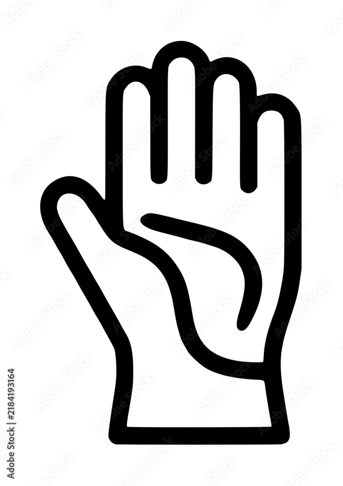 Fototapeta premium Black line vector icon illustration of protective archery glove for bow shooting sport, minimalist hand gear outline symbolizing precision, safety and athletic equipment ideal for design projects