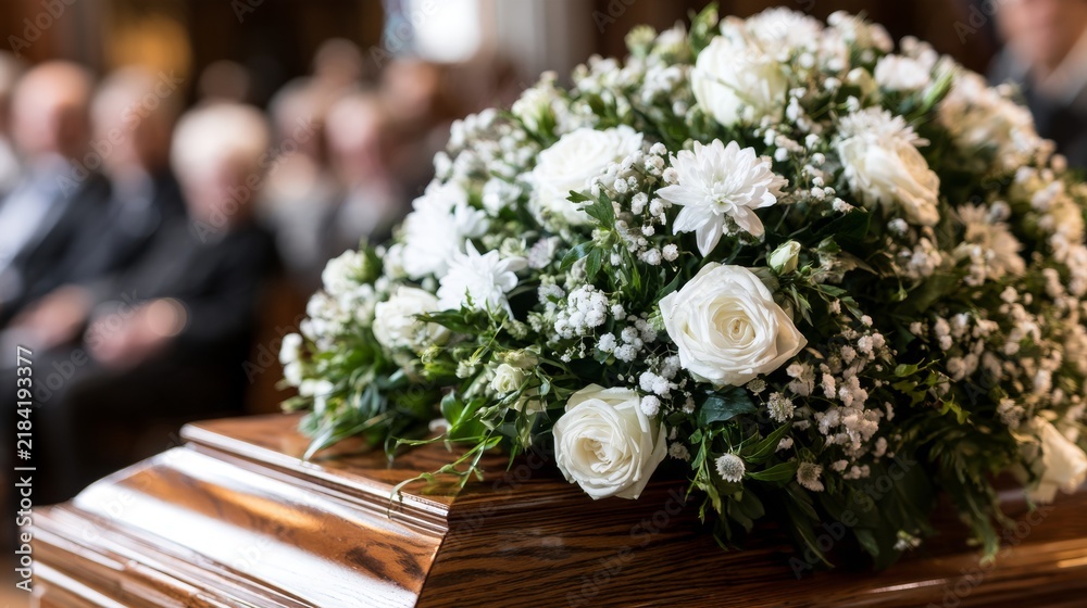 Obraz premium bouquet of white flowers on a grave
