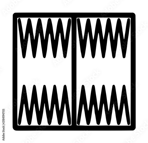 Foto Hand-drawn backgammon board game vector icon in bold black and white minimalist