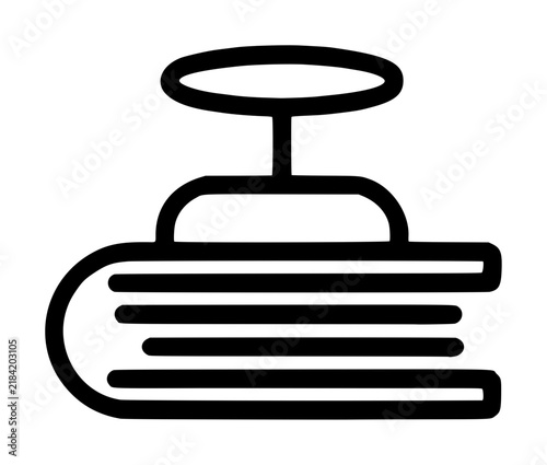 Book Press Icon Black Line Art Vector Illustration Minimalist Paper Press Publishing Symbol for Editorial Design - professional high resolution commercial stock detailed commercial stock imagery