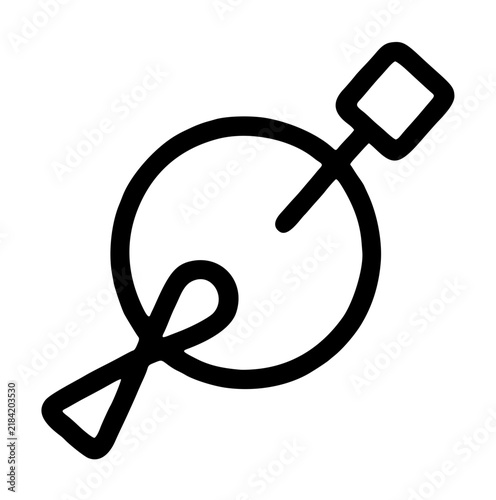 Minimalist black line vector icon illustration of a coiled bungee cord with elastic stretch and hook ends isolated on white, representing adventure sports, flexibility and secure connection concept