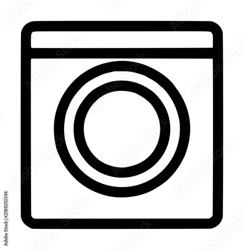 Minimalist black and white vector icon of a display case button with concentric circles, clean line art illustration perfect for UI design, app interface elements, digital media projects