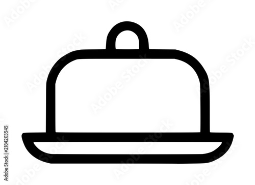 Butter Dish With Dome Lid Hand Drawn Vector Icon Illustration Minimal Black And White Outline Drawing For Restaurant Food Service Kitchen Utensil Isolated On White - detailed commercial stock