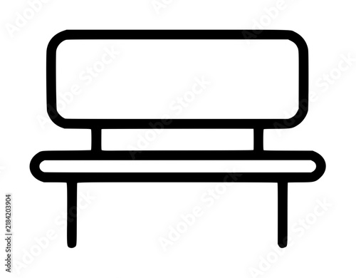Cafeteria Bench Line Icon, Simple Minimalist Black Outline Vector Illustration of Dining Hall Seating Furniture, Flat Design Symbol for Food Court Restaurant Interior - detailed commercial stock