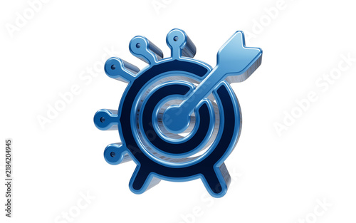 Fotografía Target Acquired: A 3D abstract graphic featuring a target with an arrow precisely hitting the bullseye, symbolizing success and focus