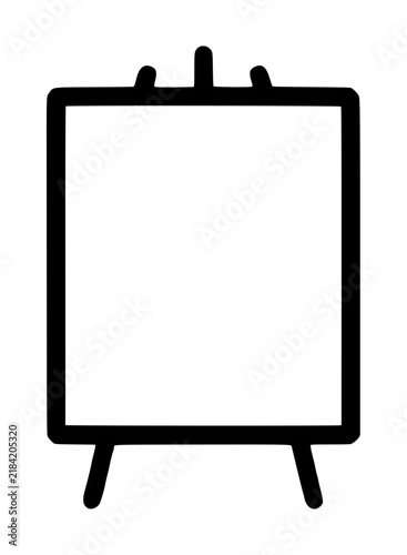 Minimalist Hand-Drawn Vector Icon of an Artist Canvas Easel Board with Blank White Surface for Creative Projects and Artwork Display on Black Outline Style - detailed commercial stock imagery with
