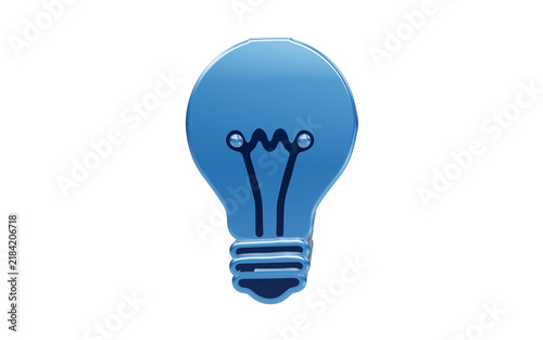 Foto Blue Light Bulb Symbol of Innovation and Ideas: A stylized blue light bulb, symbolizing creativity, inspiration, and new concepts, illuminated against a clean backdrop