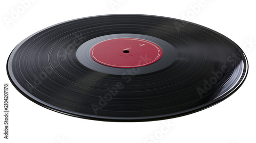 Fotografía Isolated classic vinyl record album with red label and identification D 1096 tex