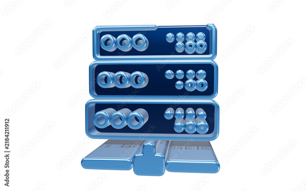 Foto Server Rack Stack: A clean, modern depiction of a server rack unit, symbolizing data storage, computing power, and network infrastructure