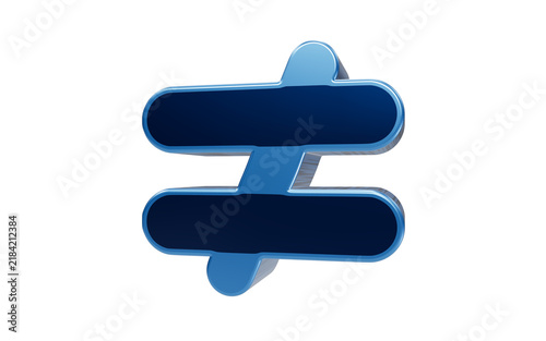 Cuadro en lienzo noisy effect Abstract Symbol of Inequality: A 3D rendered symbol representing inequality, depicted in a sleek blue metallic finish