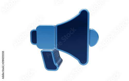 Cuadro en lienzo Loudspeaker Announcement: A 3D rendered image of a blue loudspeaker, symbolizing communication, announcement, and a call to attention
