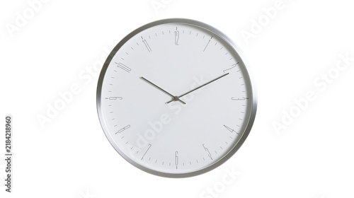 Canvastavla Isolated contemporary silver framed wall clock with minimalist face for home or