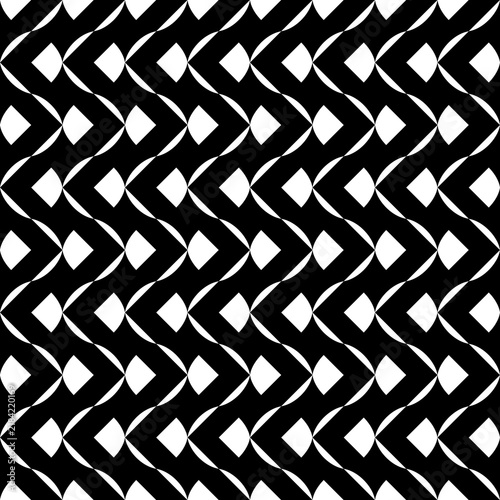 Seamless pattern with geometric motifs in black and white