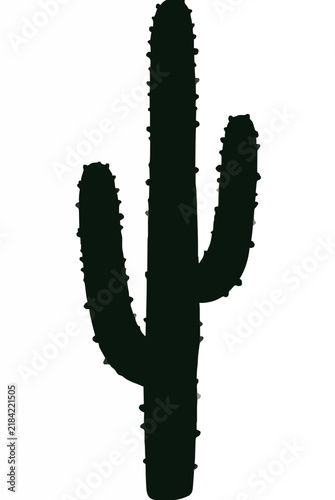 Hand-traced Saguaro Cactus Silhouette Vector Icon - Classic Desert Plant with Prickly Spines for Arizona Southwest Western Sonoran Desert Theme Graphic Design Projects -