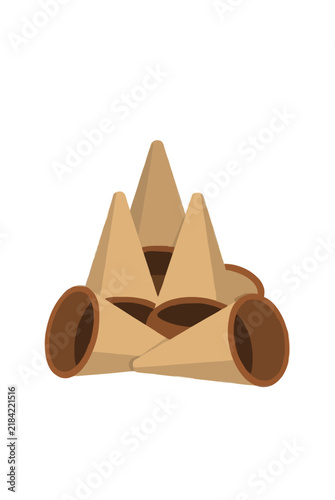 Scattered Traffic Cones Stacked Against Storage Corner Flat Vector Icon Illustration Isolated on White Background - professional high resolution commercial stock detailed commercial stock imagery