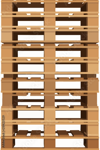 Stacked Wooden Pallets on Dock Vector Icon Illustration - Industrial Shipping Pallet Stack Design for Logistics Warehouse Transport and Freight Handling Operations Graphic