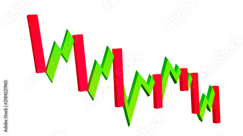 Konstfotografi Isolated stylized 3D financial market chart showing fluctuating trends and numer