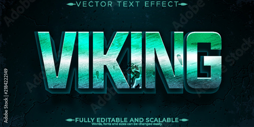 Viking text effect, editable teal and ancient text style