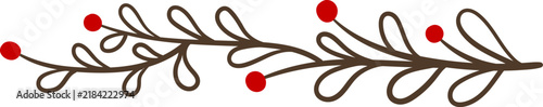 Mistletoe Branch Divider Line Art