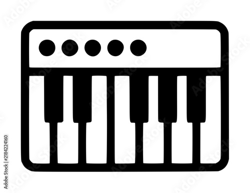 Bild auf Leinwand Hand-drawn vector icon of a keyboard synthesizer with piano keys and control kno