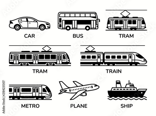 Car Bus Tram Train Metro Plane