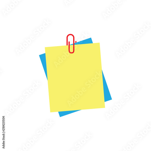 Vector illustration of a stack of colorful sticky notes with paper clips.