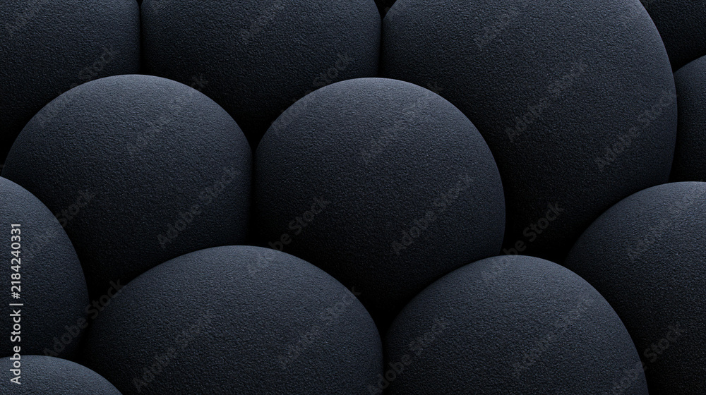 Obraz premium Close-up View of an Abstract Pattern of Smooth Black Spheres Creating a Textured Background