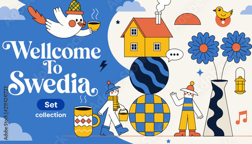 Welcome To Swedia Collection: Charming Scandinavian Cartoon Illustration and Graphic Assets