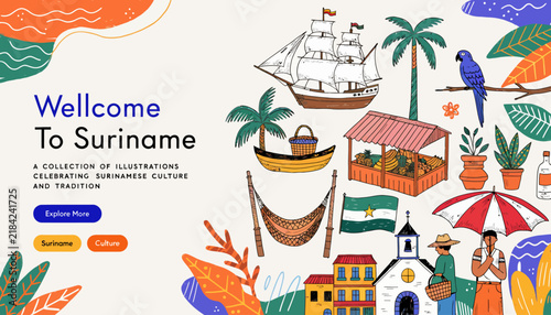 Welcome to Suriname: Vibrant Illustrations Celebrating Culture, Tradition, and Tropical Lifestyle