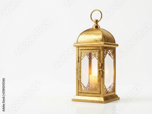 Elegant Gold Lantern with Warm Candle Glow