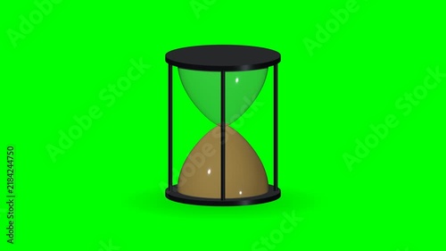 3D Hourglass With Sand on Green Screen Background