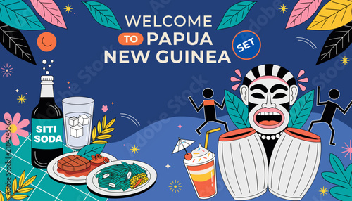 Welcome to Papua New Guinea: Vector Illustration of Culture, Food, and Celebration