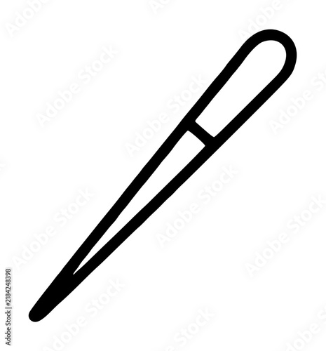 Cuadro en lienzo Clean hand-drawn vector icon of a cross-stitch needle with elongated eye for emb