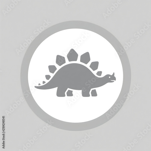 Gray stegosaurus icon with simple flat design and border