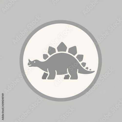 Stegosaurus dinosaur icon in a minimalist circular design