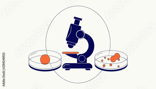 microscope with petri dishes for laboratory research
