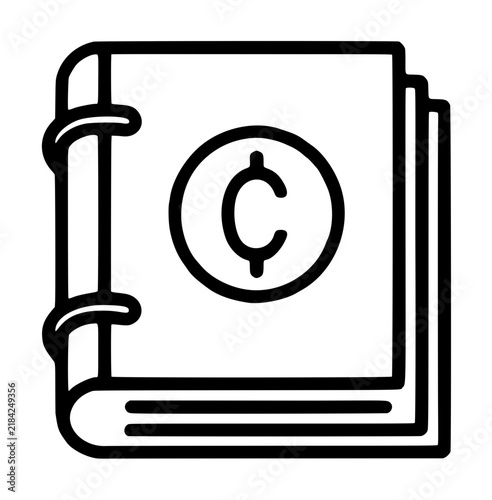 Foto Minimalist black line icon depicting an open photo album with camera lens detail