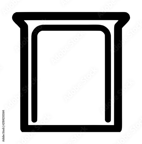 Photographic print developing tray featuring a thick outer rectangular rim, flared upper pouring spouts at both top corners, and an inner recessed basin, styled as a monoline vector icon