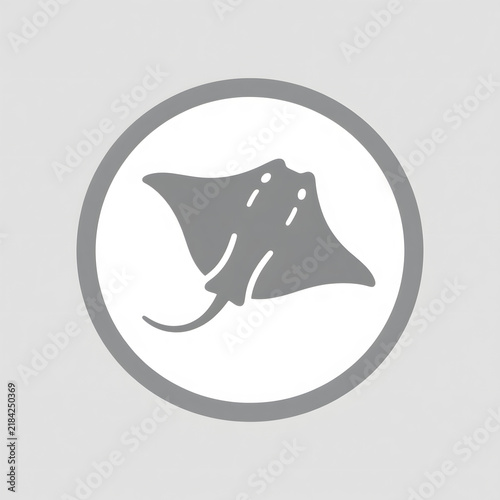 Manta ray swimming in a simple ocean themed gray icon