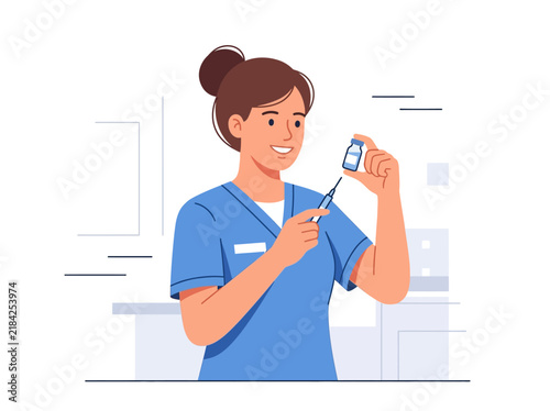 Healthcare Professional Preparing Vaccine Injection For Patient Care