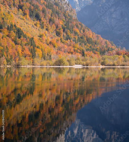 Autumn mountain view with a lake