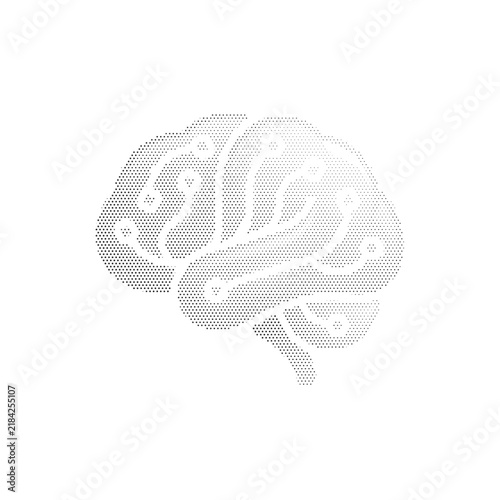 Artificial intelligence brain icon with circuit board lines. Digital neural network vector. Cybernetic mind for machine learning technology.